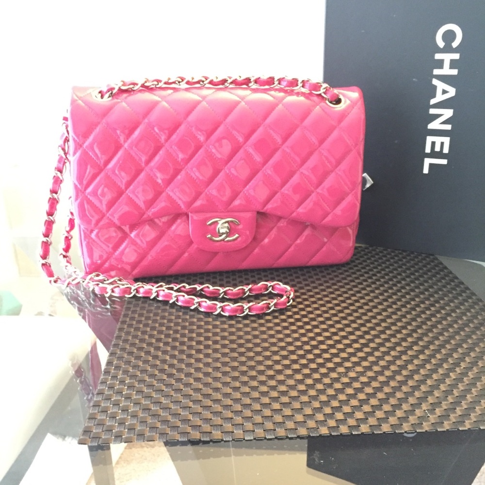💯Authentic Chanel Double Flap Patent Jumbo Bag